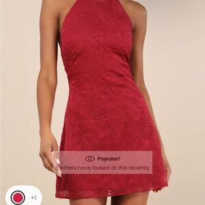 Lulu's Red Halter Floral Babydoll Mini Dress